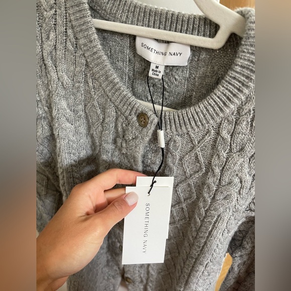 Grey Something Navy sweater blouse with puffed shoulders (brand new) - Picture 3 of 4